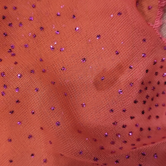 EUC Vintage Taboo women's hot orange pink sparkling fishtail midi dress S - Picture 16 of 16